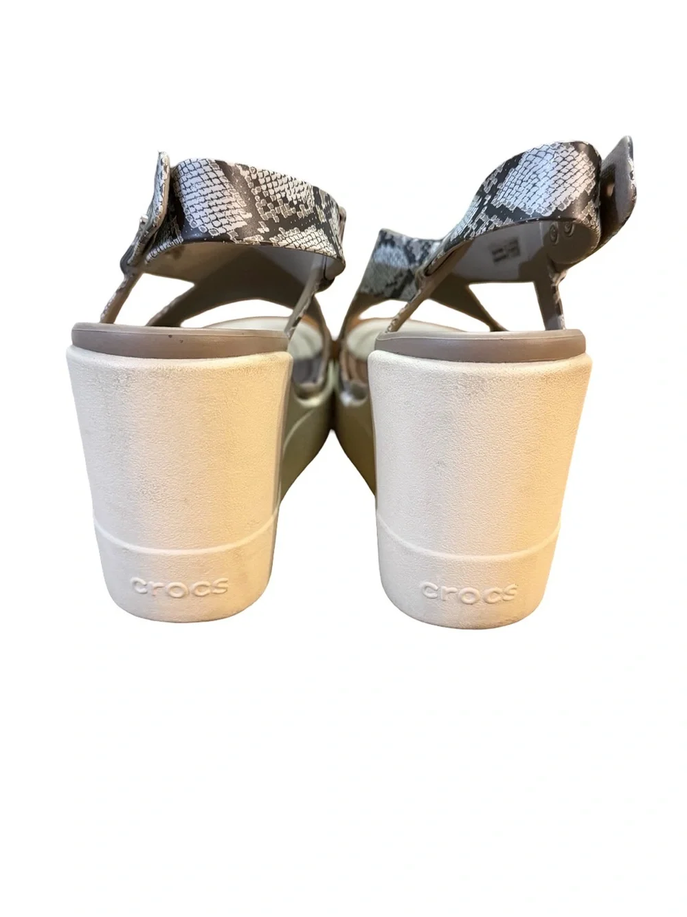 Crocs Brooklyn High Wedge Platform Sandals Grey Python Snakeskin Women’s Size 8